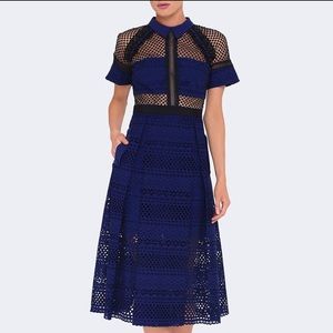 Self-Portrait Raglan Detail Midi Dress